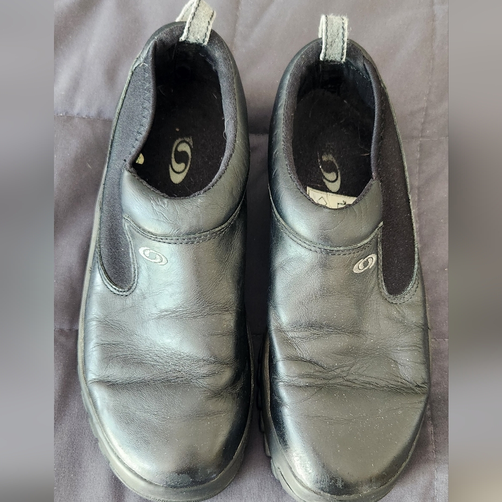 Salomon Black Leather Clogs Mules Womens 8